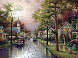 Morning Salisbury Beach Paintings - HOMETOWN MORNING by Thomas Kinkade